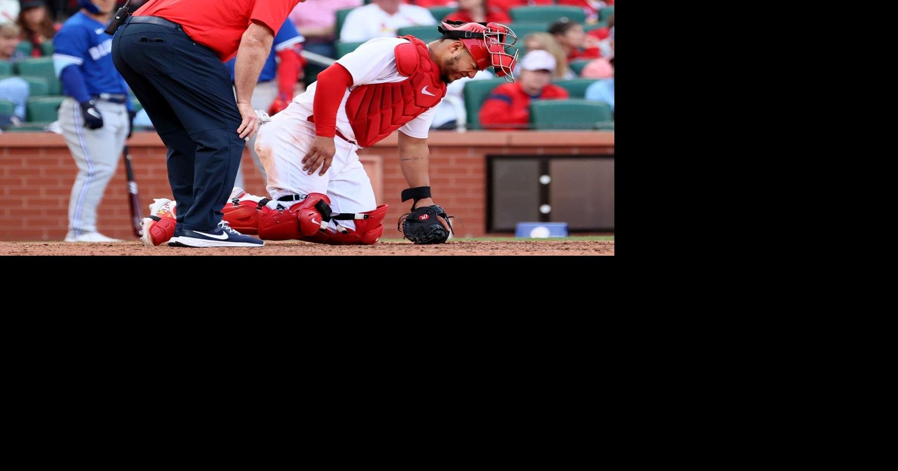 St. Louis, United States. 30th Mar, 2023. St. Louis Cardinals catcher  Andrew Knizner comes into the game against the Toronto Blue Jays in the  eighth inning at Busch Stadium in St. Louis