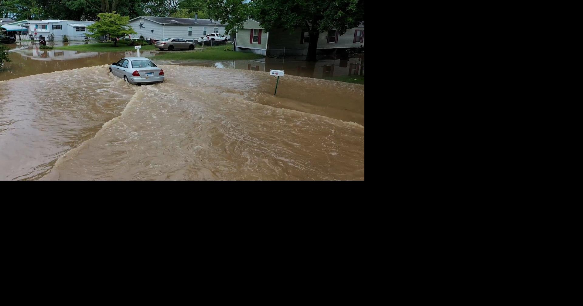 Street flooding in Caseyville caused by levee breach