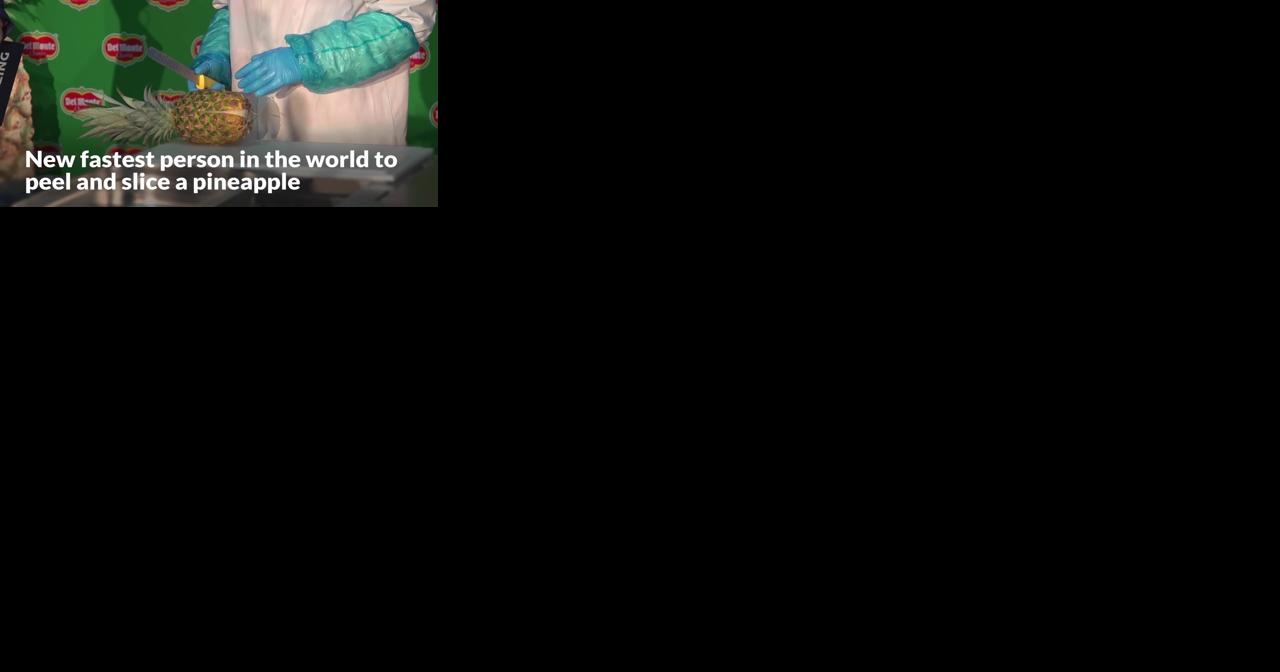 Factory worker becomes fastest person in the world to peel and slice a pineapple