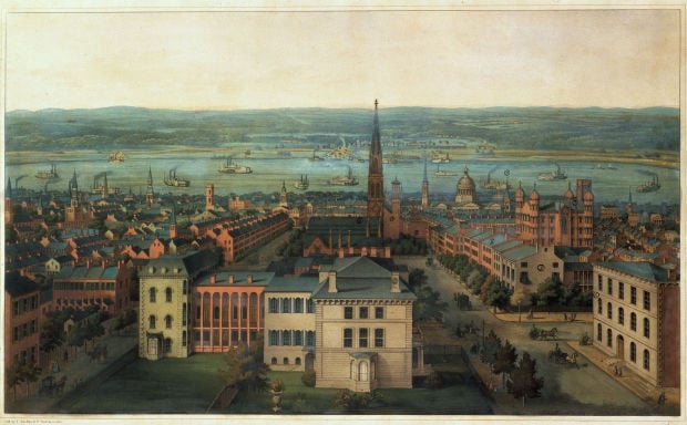 the St. Louis skyline, 1865
