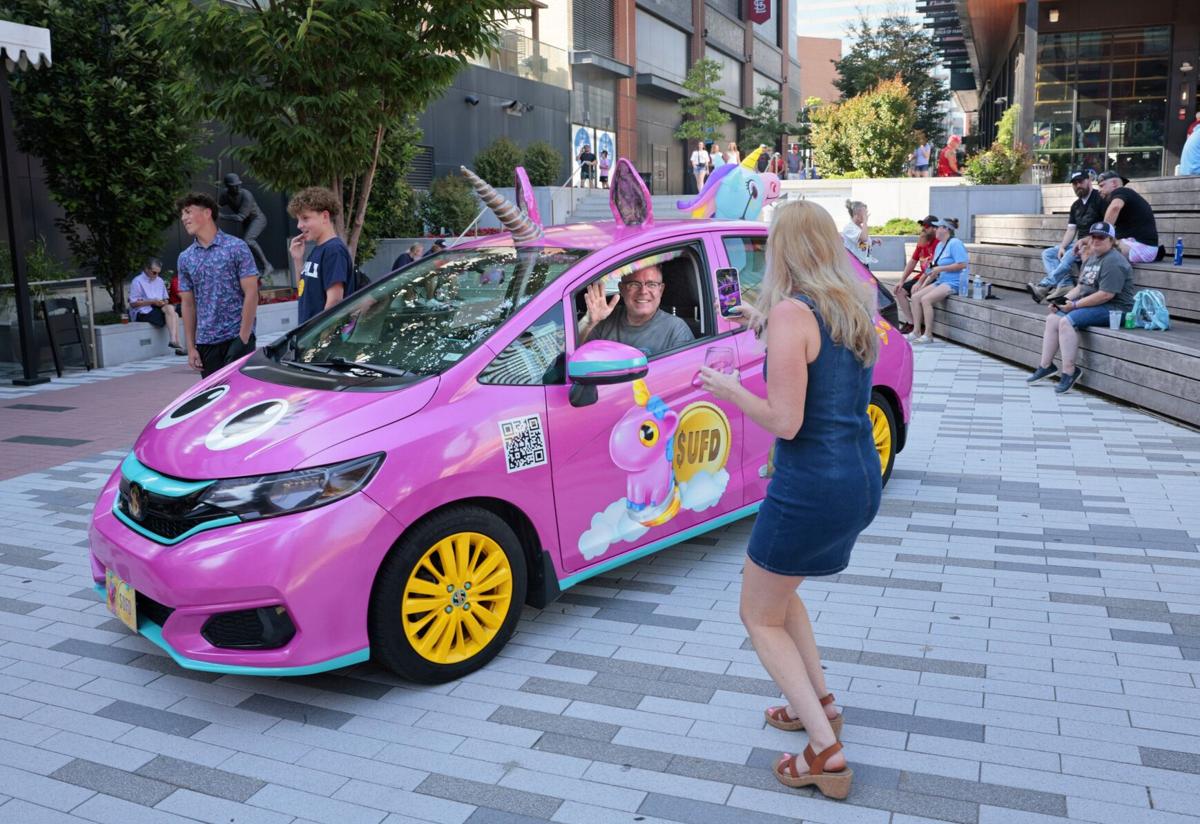 Pink farting unicorn car sets tone for meme-coin gathering
