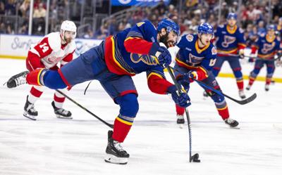 The ѿý Blues face the Detroit Red Wings