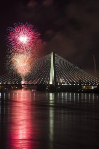Fireworks over the Stan Musial Veterans Memorial Bridge