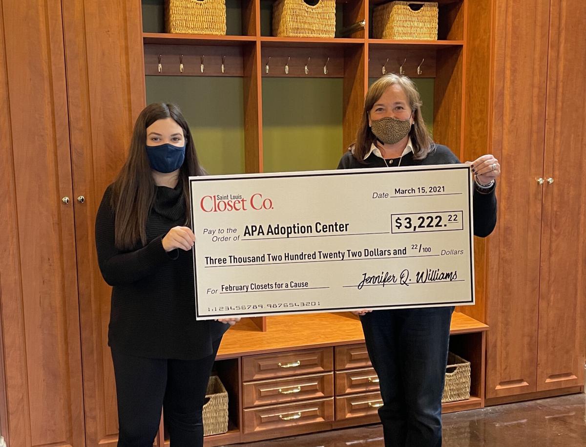 Saint Louis Closet Co. is donating $3,222.22 to the APA Adoption Center