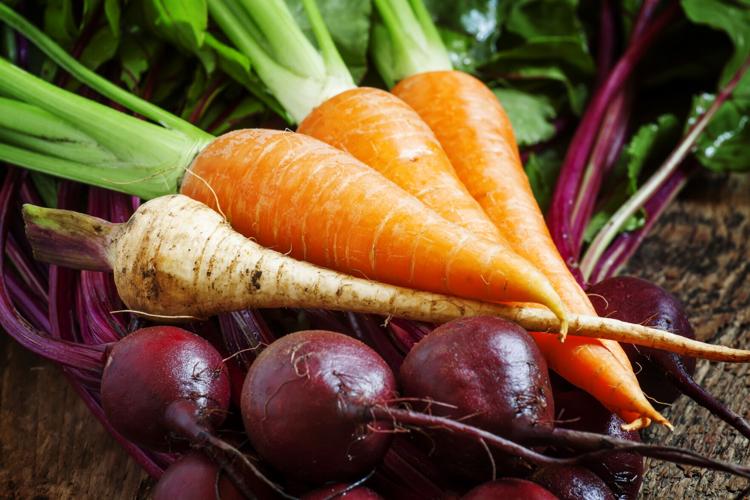 Fresh organic beets and carrots