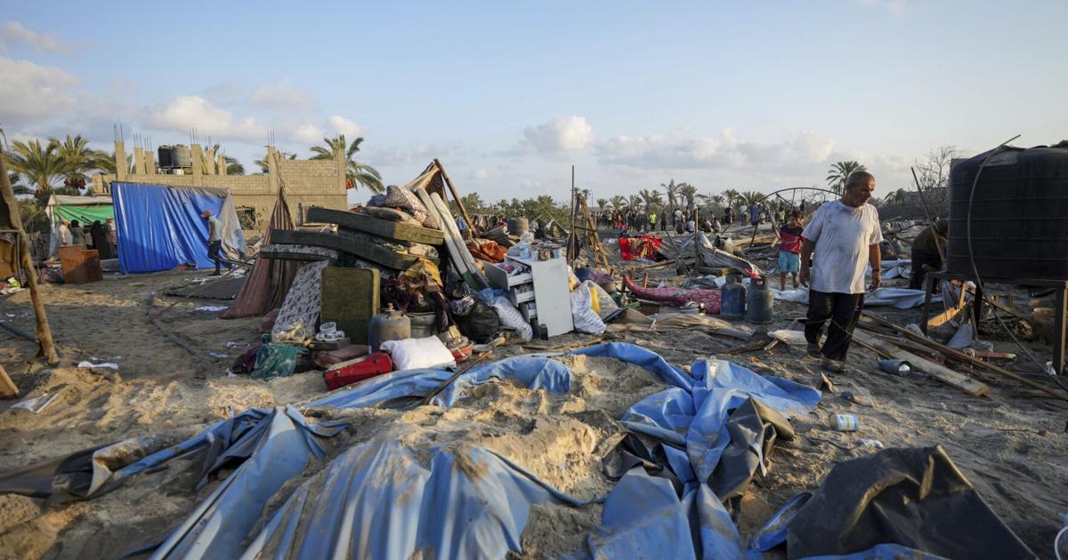 An Israeli strike on a tent camp in a Gaza humanitarian zone killed at least 19 people