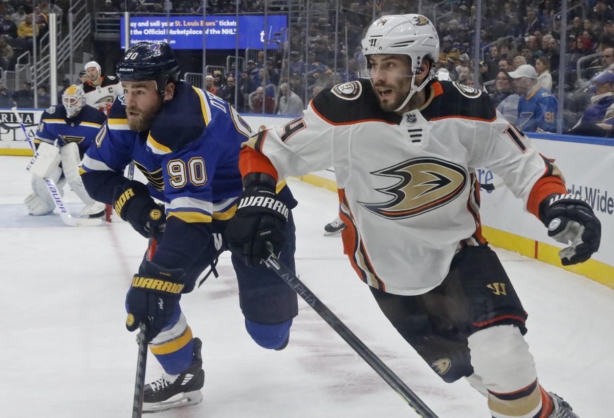 The Blues take on the Ducks at the Enterprise Center