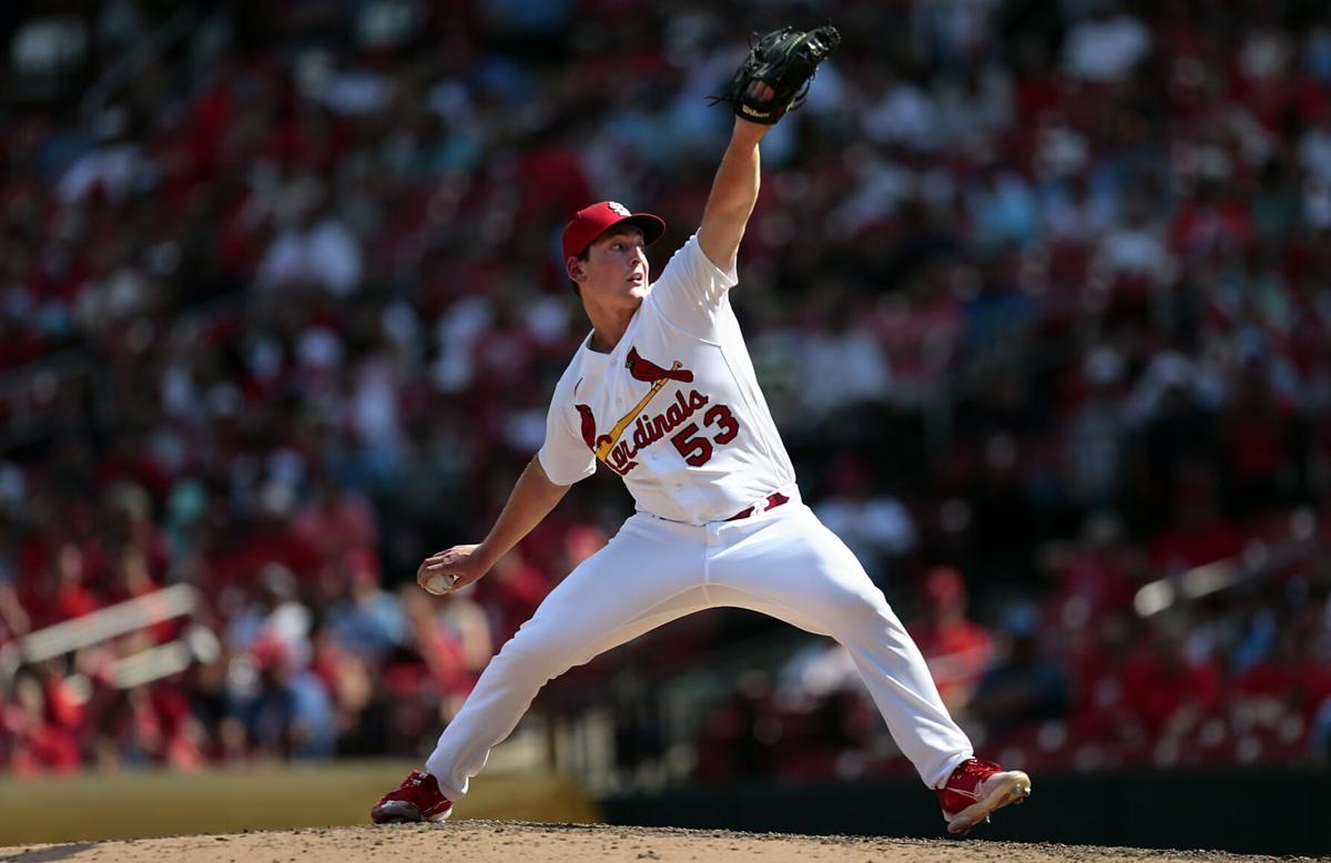 MILWAUKEE, WI - APRIL 17: St. Louis Cardinals pitcher Jordan Hicks (12)  during a game between the Milwaukee Brewers and the St. Louis Cardinals on  April 17, 2022, at American Family Field