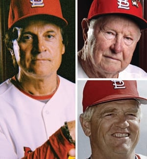 whitey red louis st cardinals fame salute hall blue managers former stltoday schoendienst herzog russa tony la