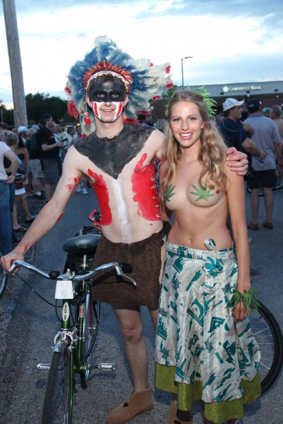 Cyclists take part in the annual World Naked Bike Ride in 