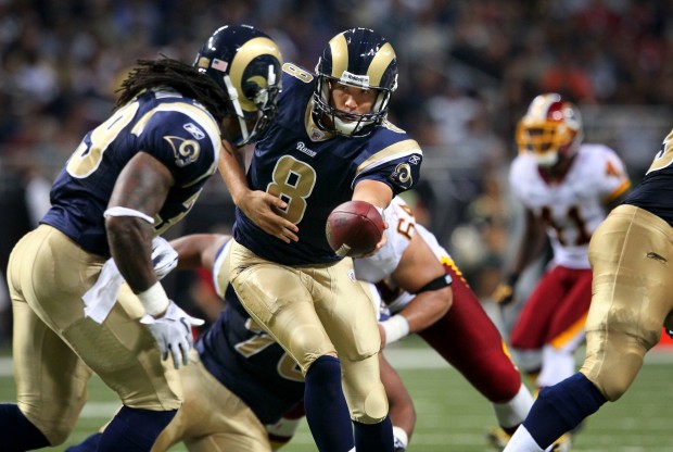 September 26, 2010: Graham Gano (4) during the NFL game between The  Washington Redskins and the St. Louis Rams at the Edward Jones Dome in St.  Louis, Missouri. St. Louis won 30-16 (