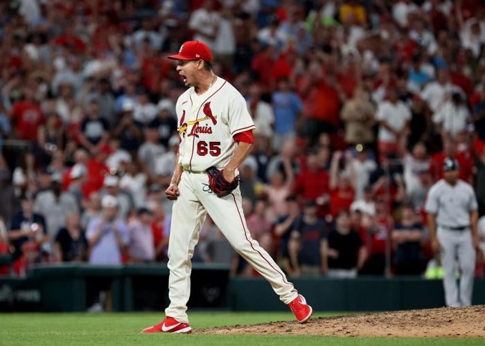 May 07 2022 San Francisco CA, U.S.A. St. Louis catcher Yadier Molina (4)  looks for the team signals during MLB game between the St. Louis Cardinals  and the San Francisco Giants. The