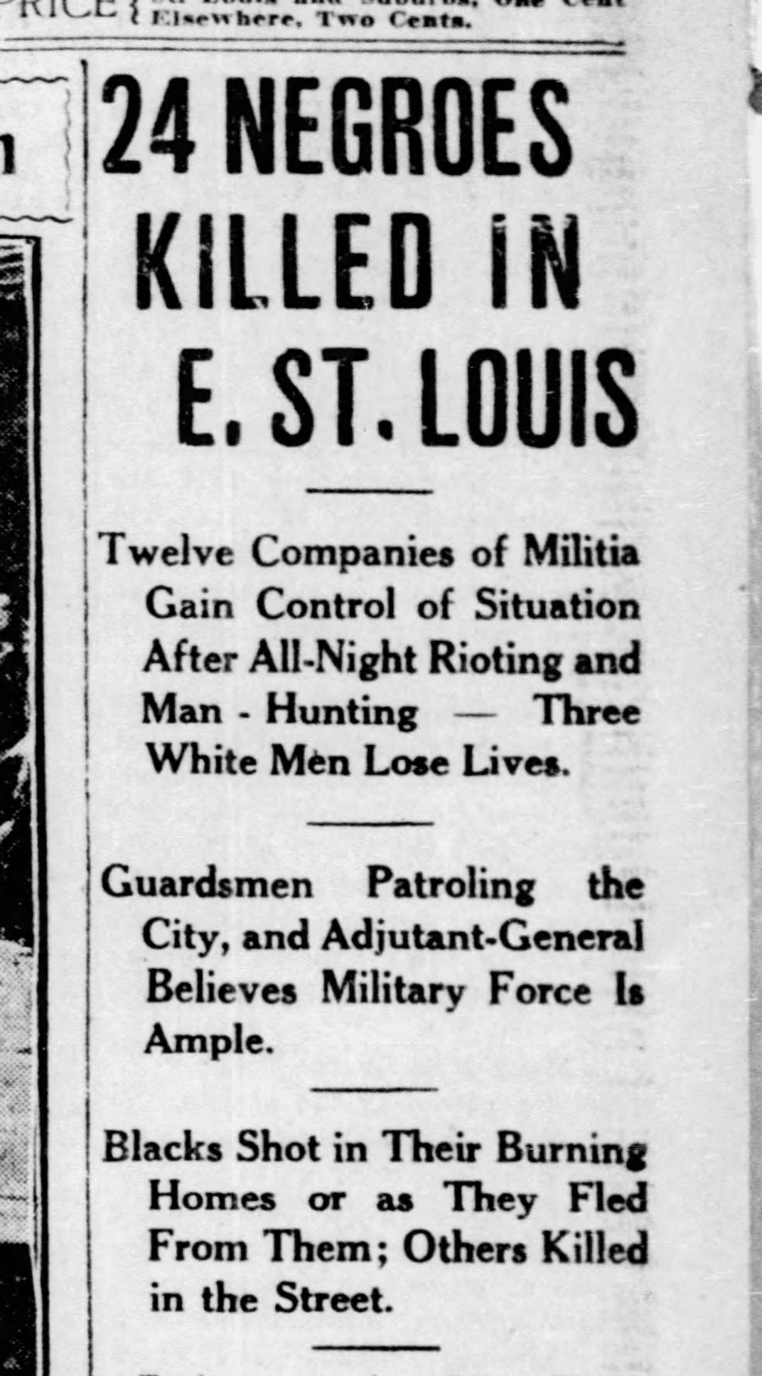 Archive article: &#39;24 Negroes killed in East St. Louis&#39; | Post-Dispatch Archives | 0