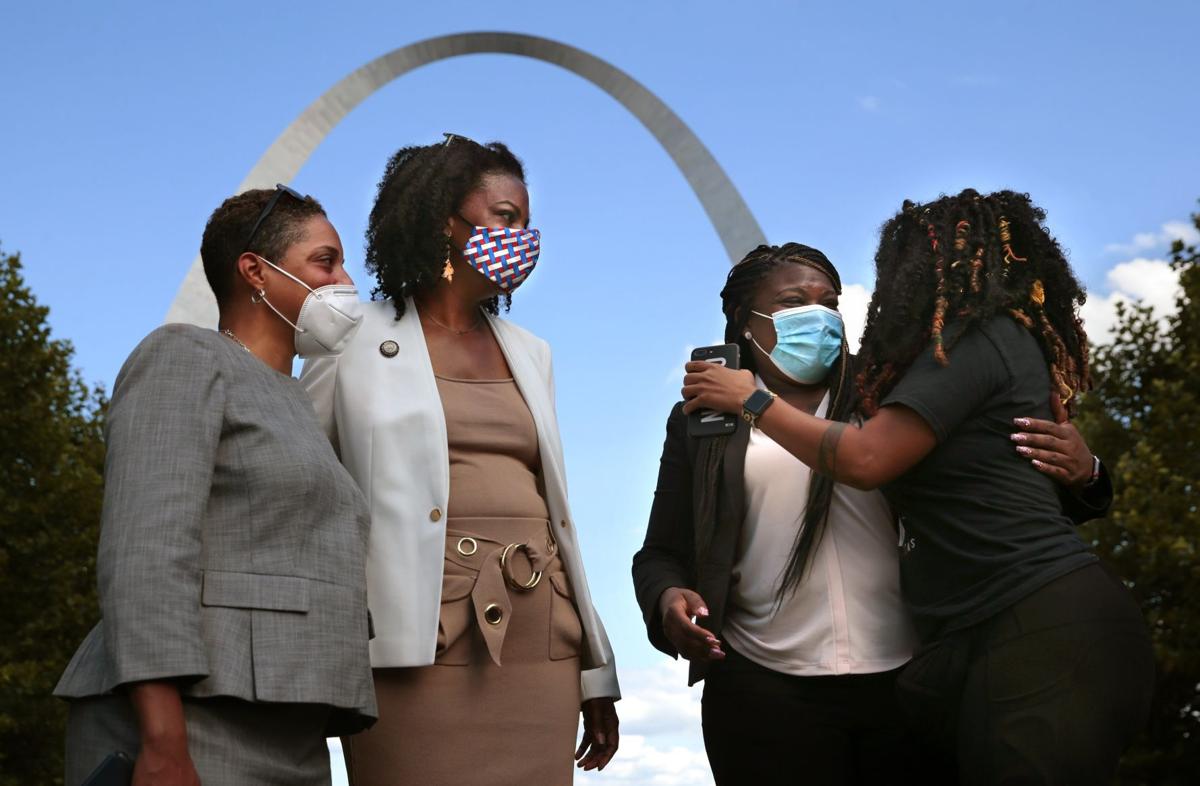 Celebrating under the arch