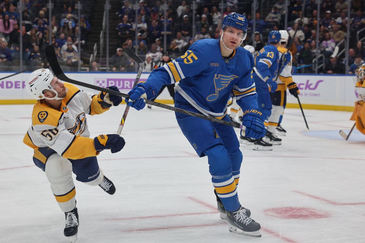 51���� Blues host the Nashville Predators at Enterprise Center on Monday, Dec. 15, 2025.