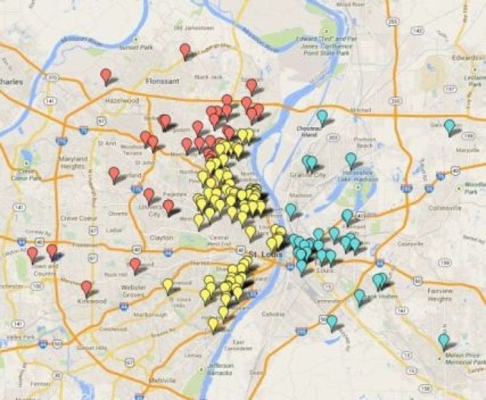 2013 St. Louis-area murder map