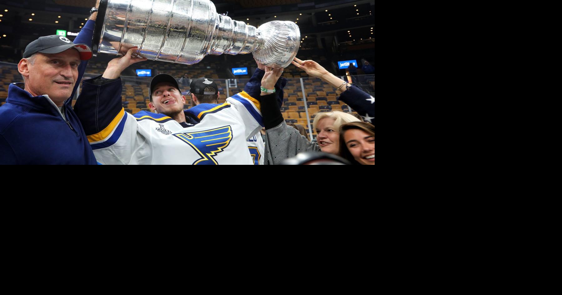 St. Louis Blues - Luke Schenn had to fake lifting the Cup 