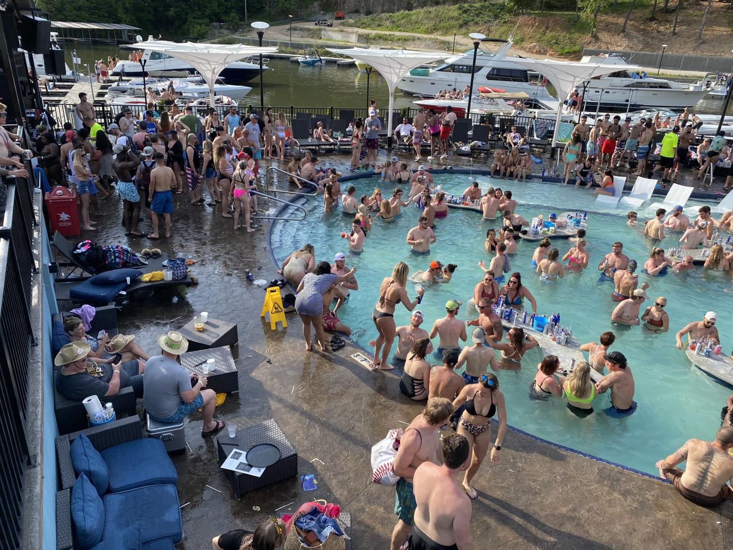 More photos Lack of social distancing at Lake of the Ozarks pool party