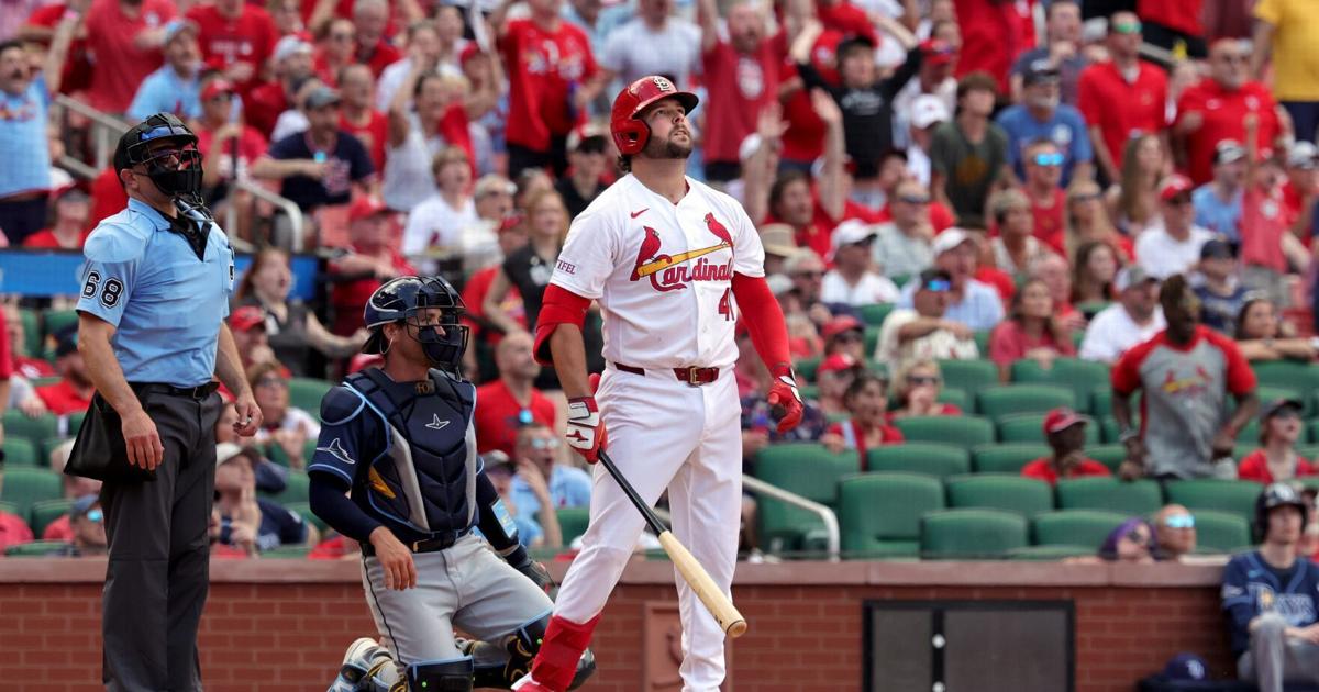 Alec Burleson's big blast caps Cardinals' 8-run rally in sixth to shock Rays, win opener