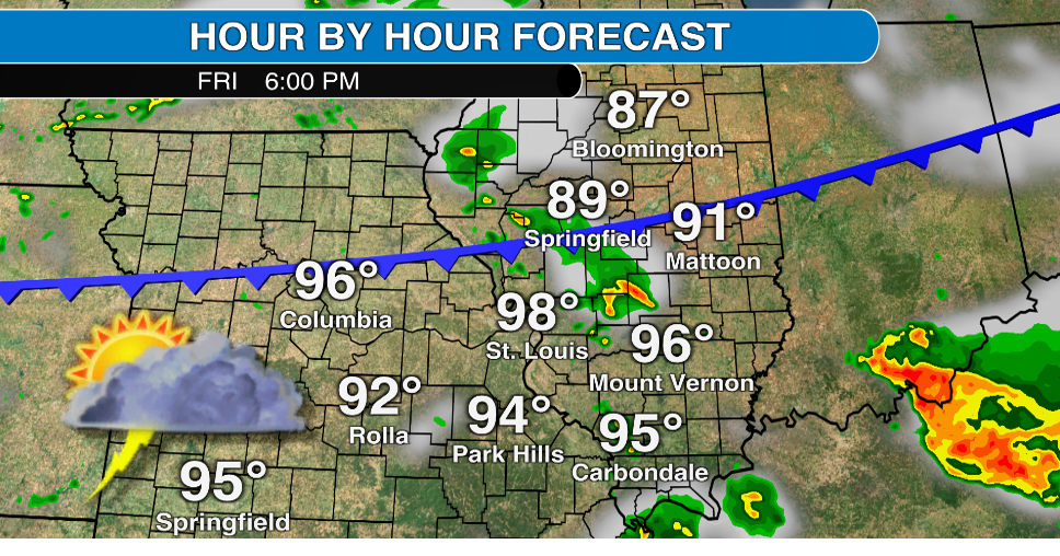 More brutal heat Friday before a chance of severe storms moves in. Full details here