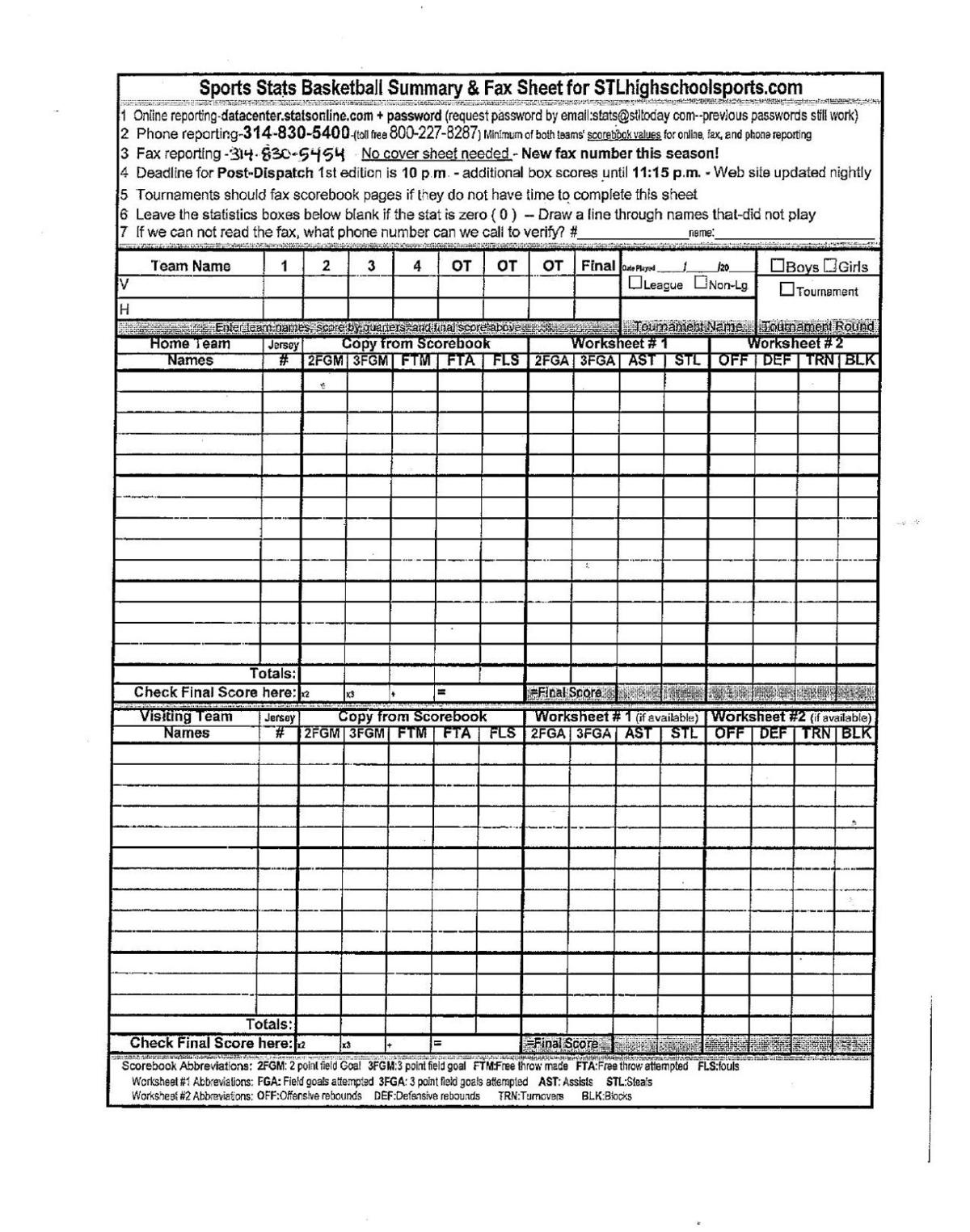 Basketball Stat Sheet - FREE DOWNLOAD - Elsevier Social Sciences