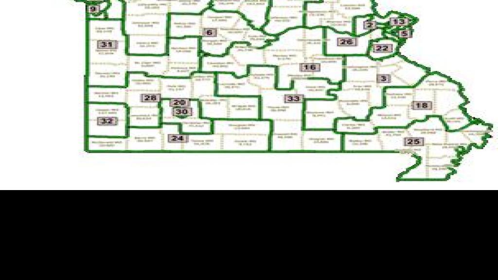 Proposed new map for Missouri State Senate districts