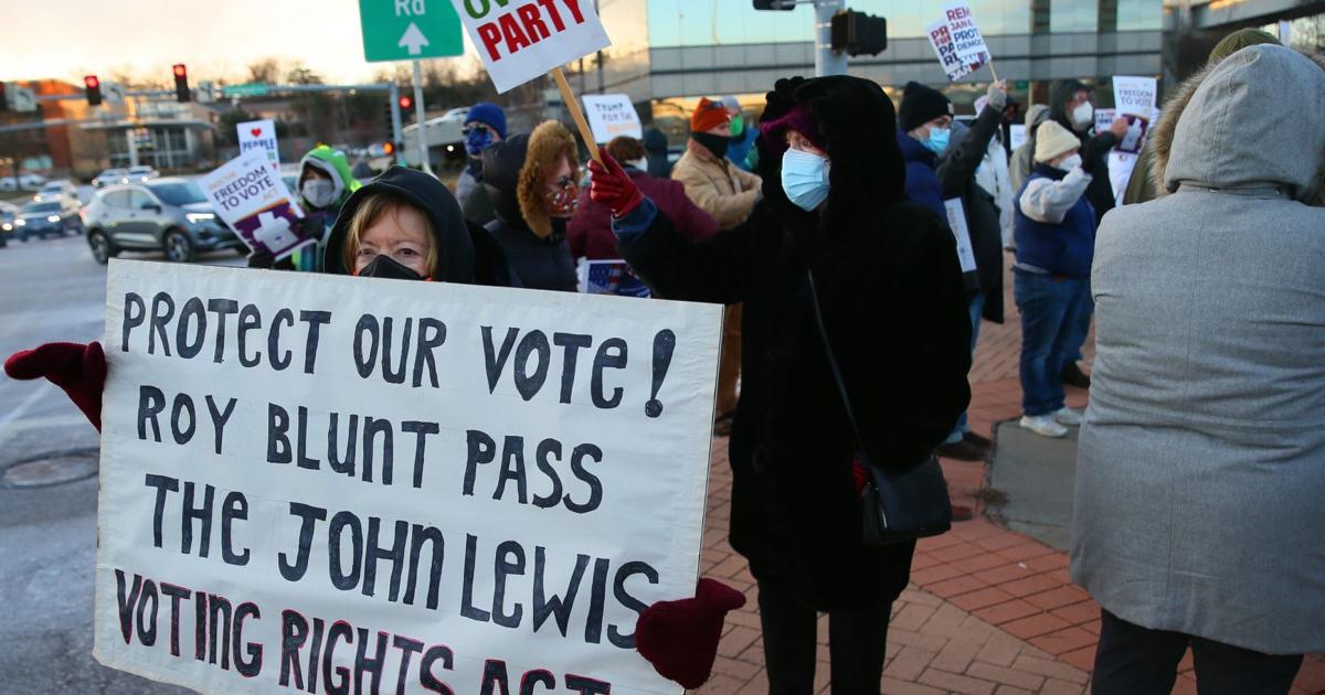 Voting rights advocates rally in Brentwood to mark Capitol riots