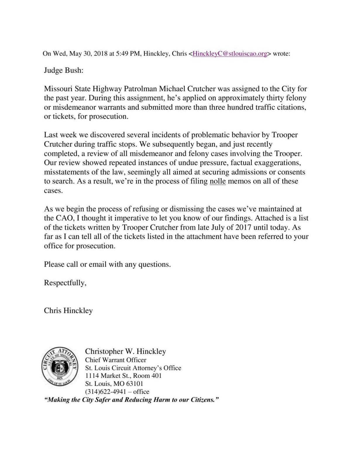 hinckley letter to city counselor
