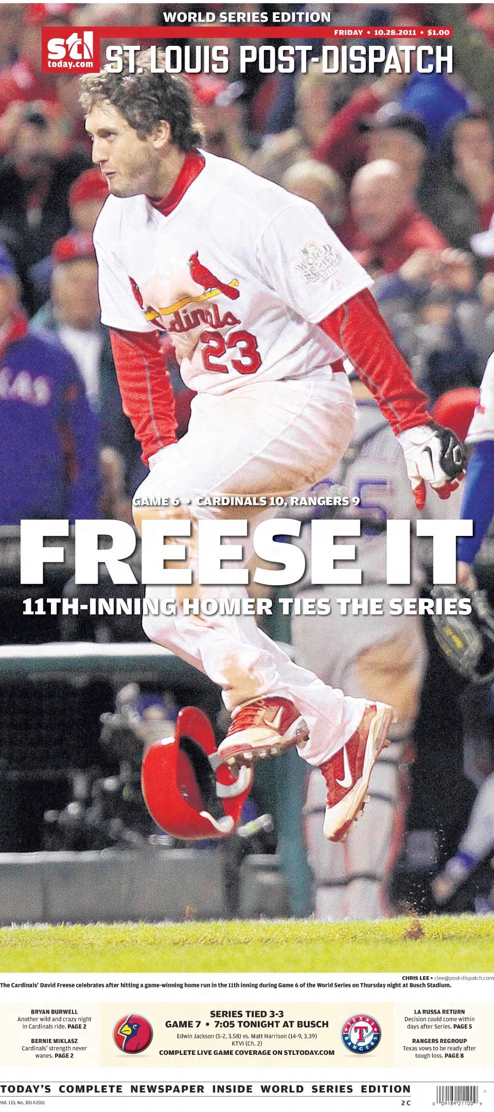 2011 World Series: David Freese Walk-Off Home Run  We will see you  tomorrow night! David Freese becomes a World Series legend as his walk-off  home run sends the St. Louis Cardinals