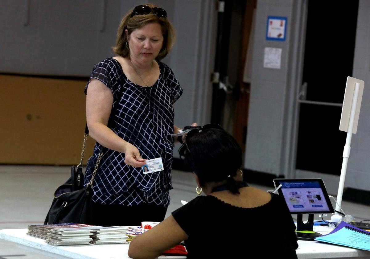 Voter presents ID at election