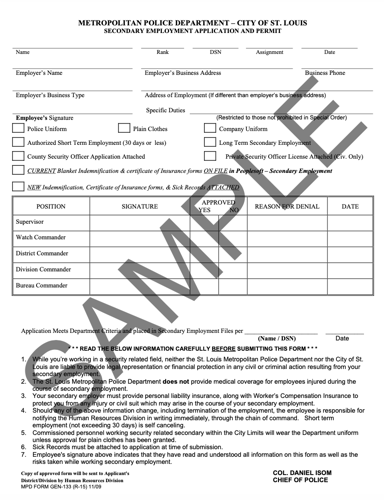 Application for second employment