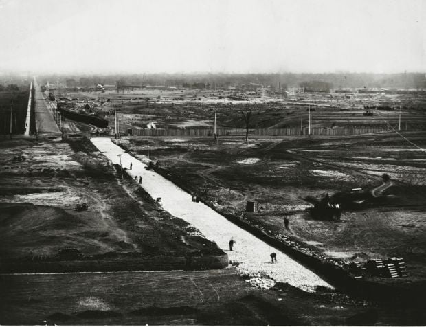 Roadbuilding in Forest Park for World's Fair