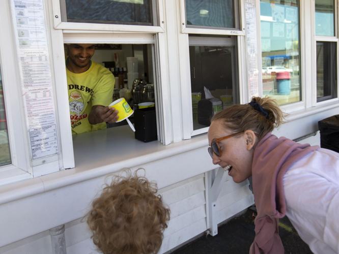 Customers get frozen custard at Ted Drewes in St. Louis