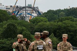 Construction is underway on a temporary arena that will host the UFC Freedom 250 at the White House in Washington