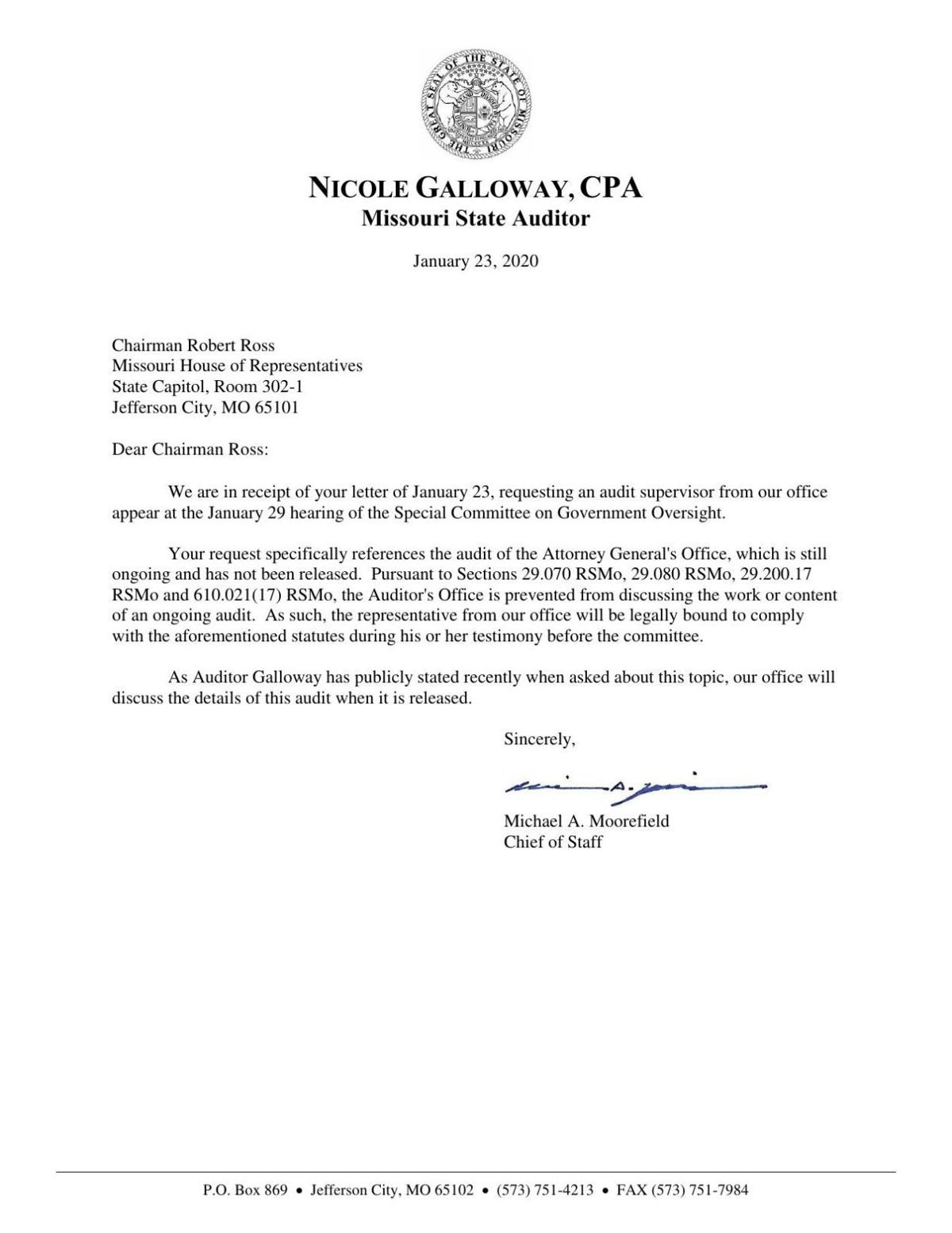 Galloway letter