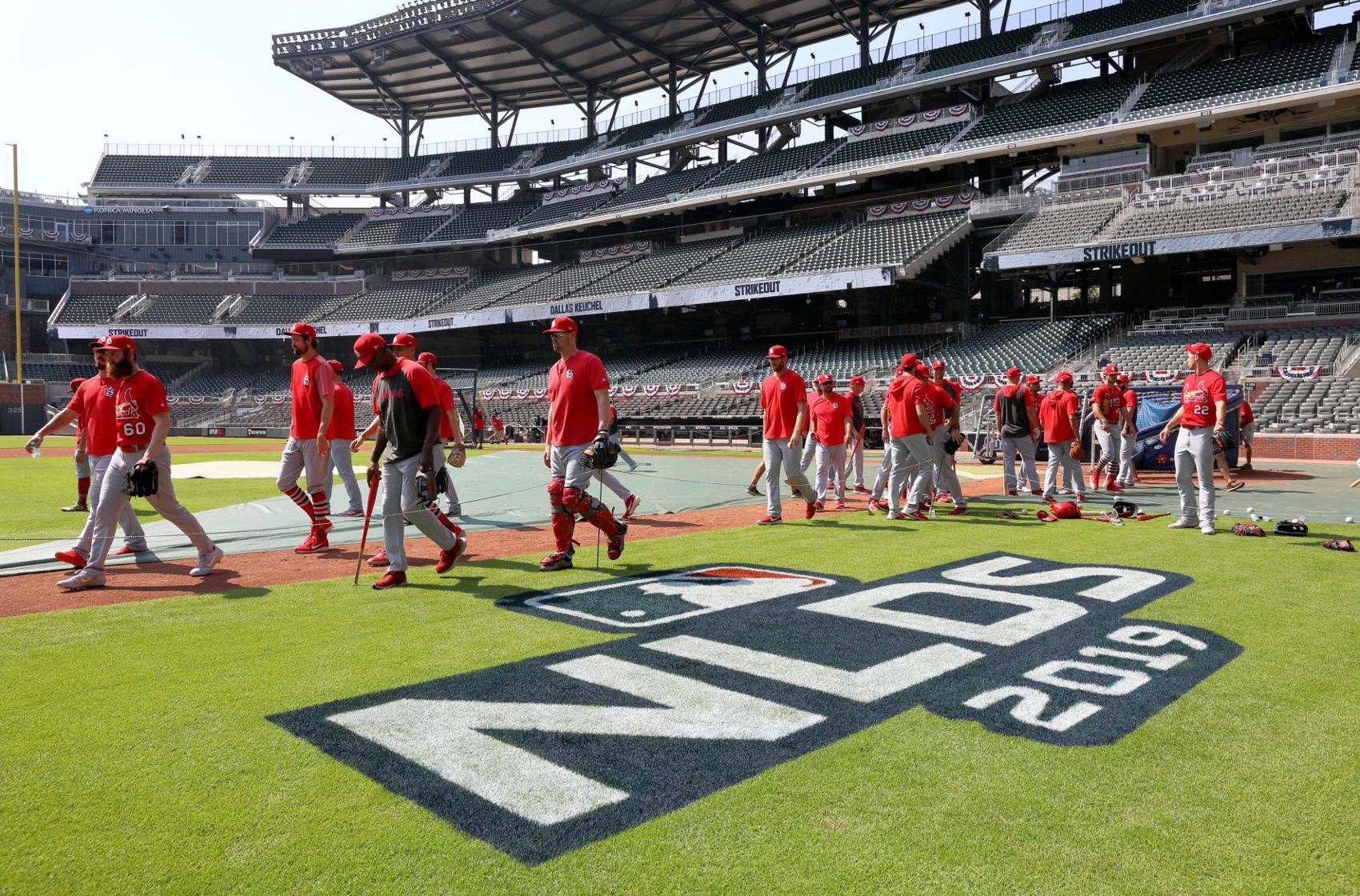 St. Louis Cardinals practice before Game 1 of NLDS in Atlanta