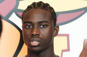 Iowa State’s Killyan Toure talks to media during the men’s basketball media availability at the university’s Sukup Basketball complex on July 28, 2026, in Ames, Iowa