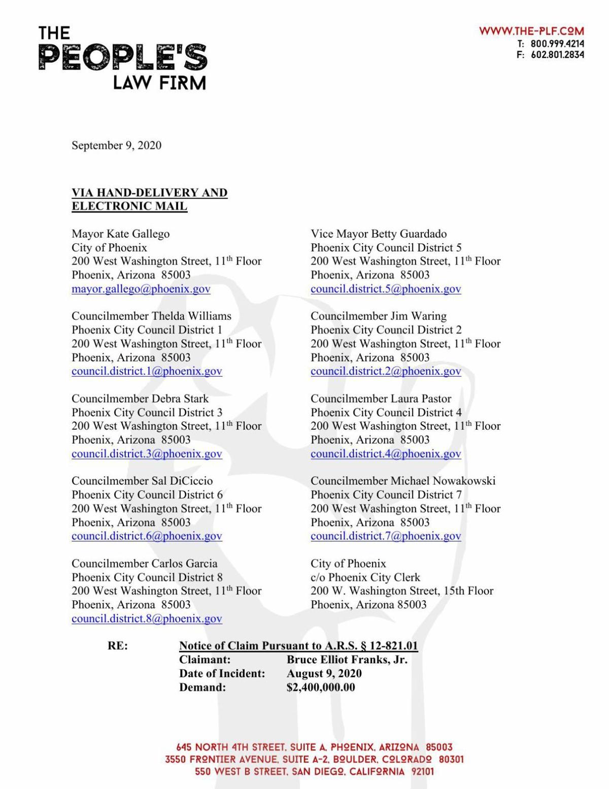 Copy of Bruce Franks Jr. Notice of Claim