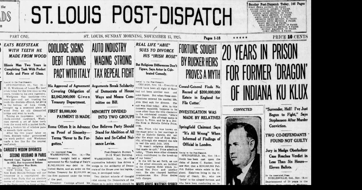 See the Nov. 15, 1925, front page: Firemen rescue three from apartments