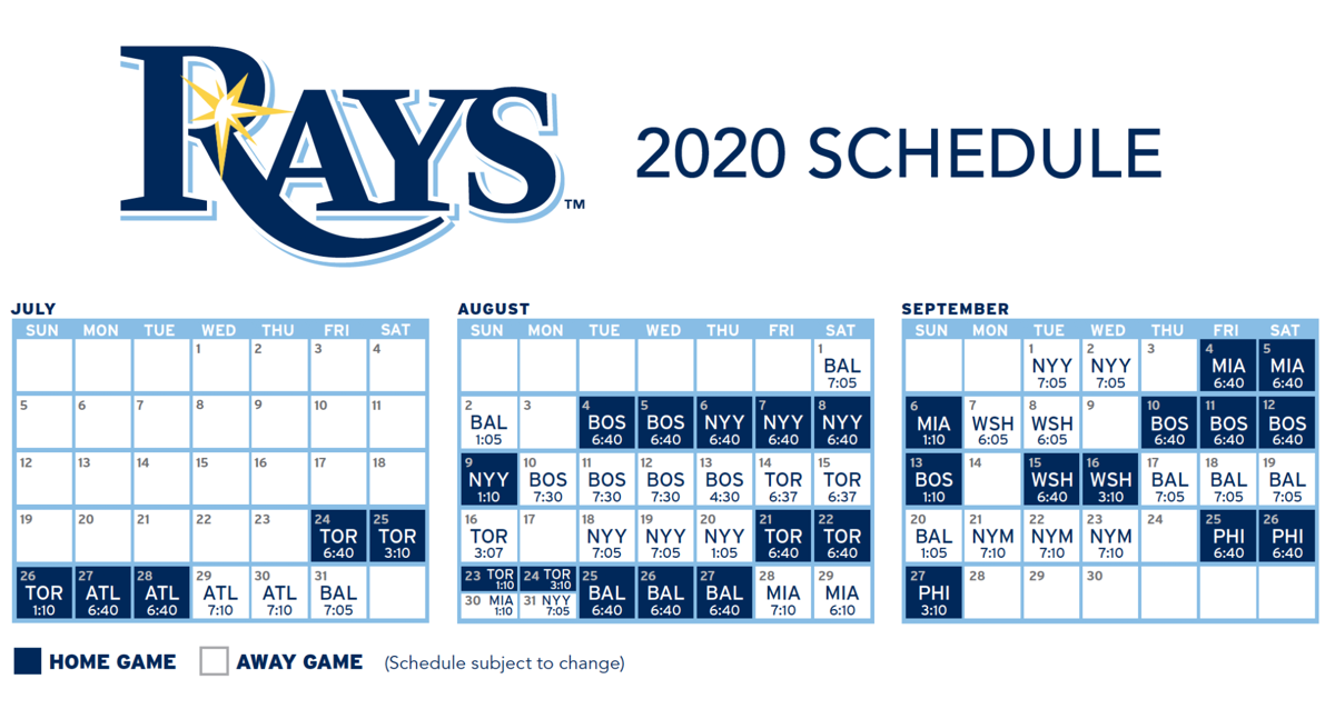 Tampa Bay Rays unveil 60game schedule Sports