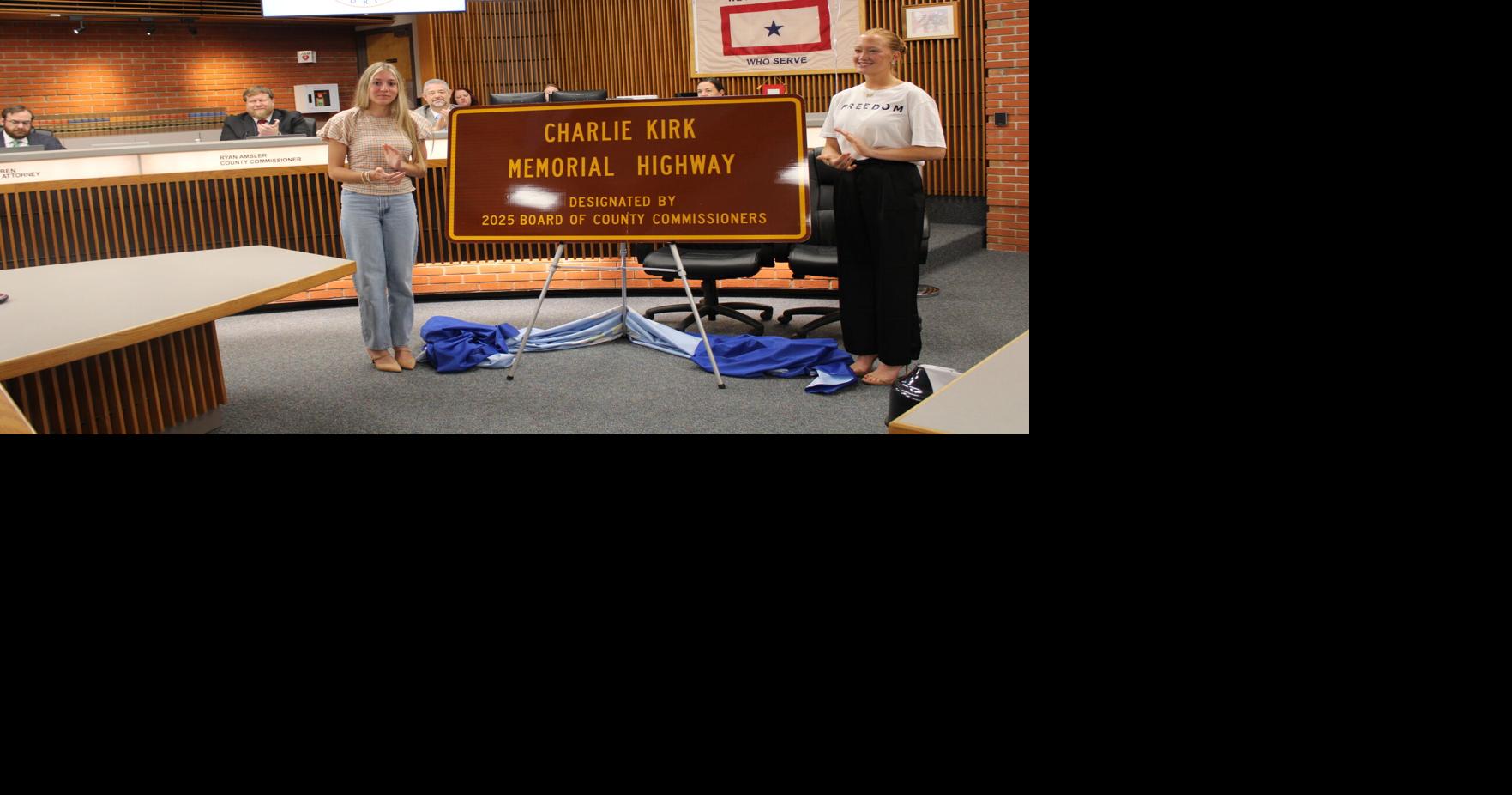 Students star at Charlie Kirk sign unveiling