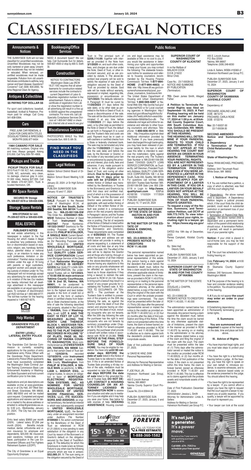 Page B03 | e-Edition | sunnysidesun.com