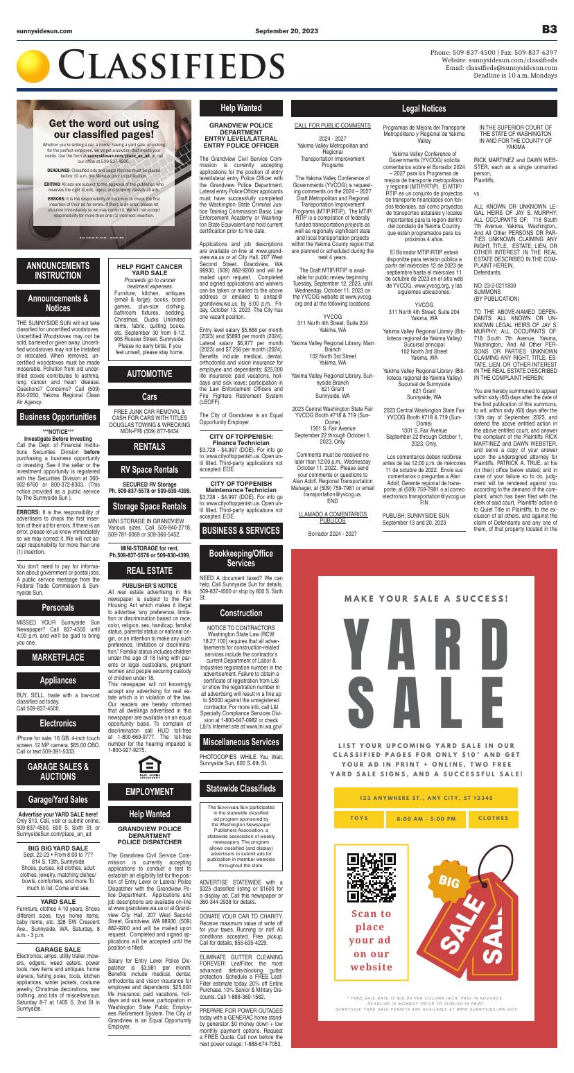 Page B03 | e-Edition | sunnysidesun.com