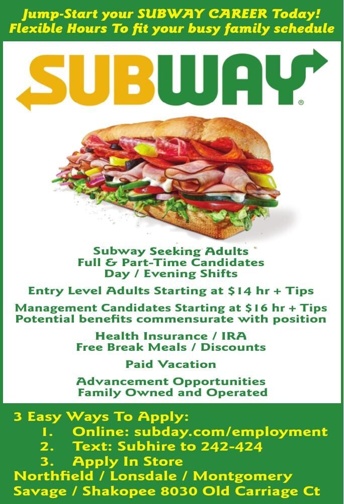 Welcome to My Subway® Career - become a part of the Subway® family