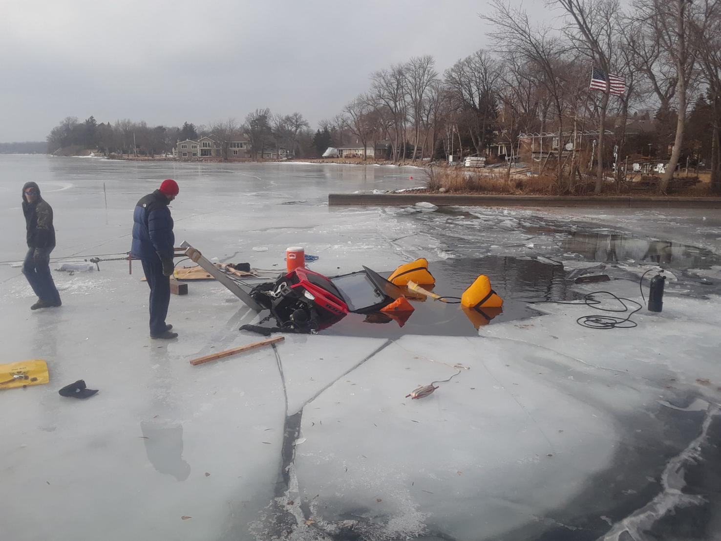 Vehicle falls through ice on Lake Lake News