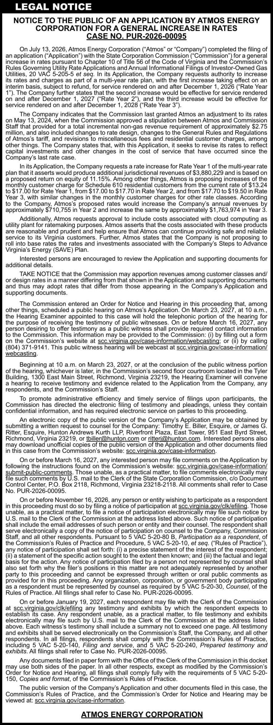 VPS LEGALS/PUBLIC NOTICES - CVA