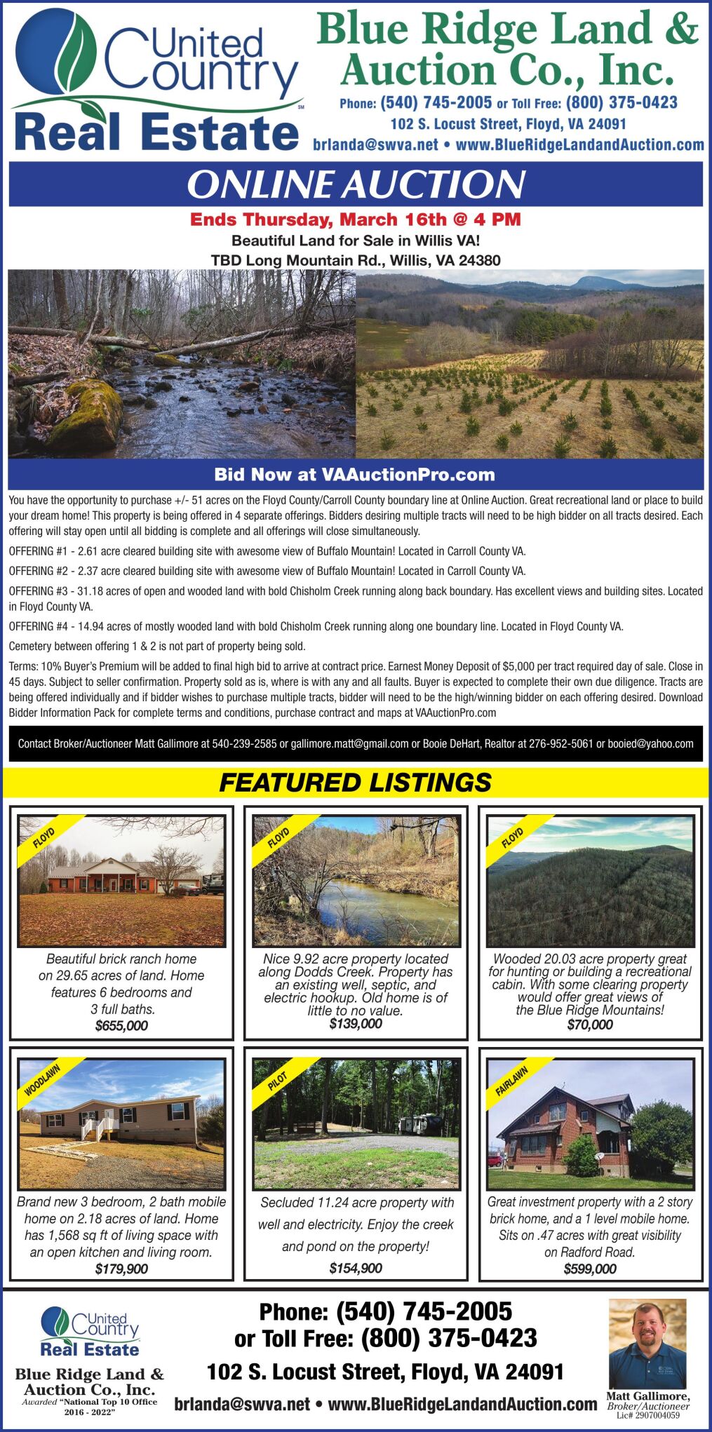 BLUE RIDGE LAND & AUCTION