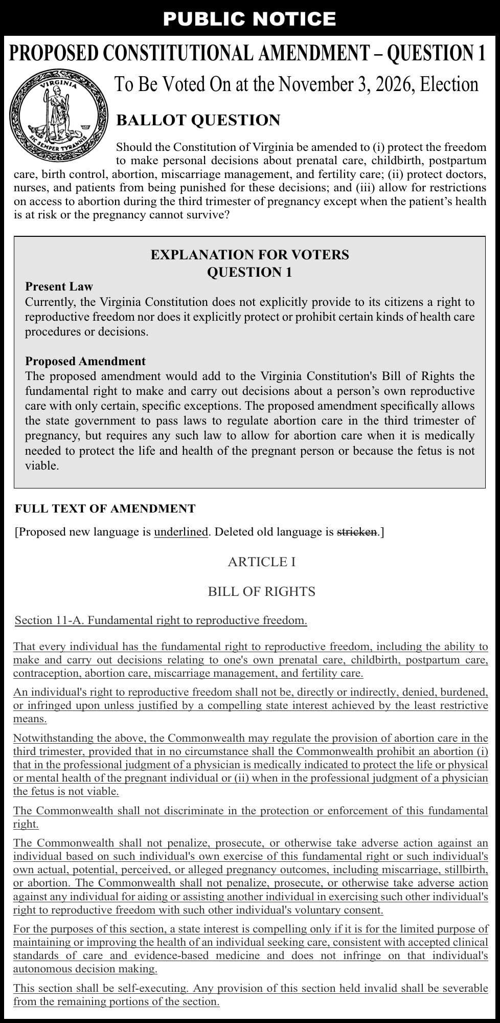 VPS LEGALS/PUBLIC NOTICES - CVA