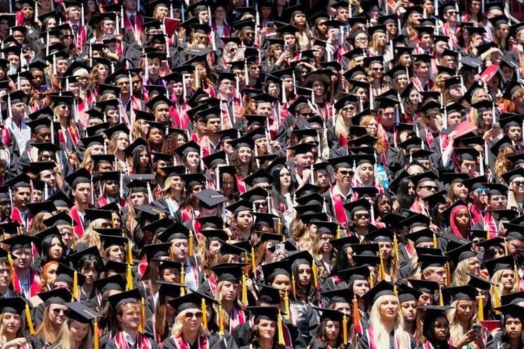 Graduates attend Ohio State University's commencement ceremony on May 10, 2026.