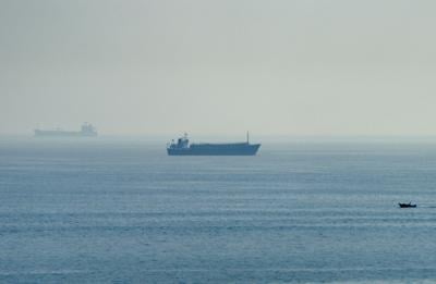 Vessels in the Strait of Hormuz, as seen from Musandam